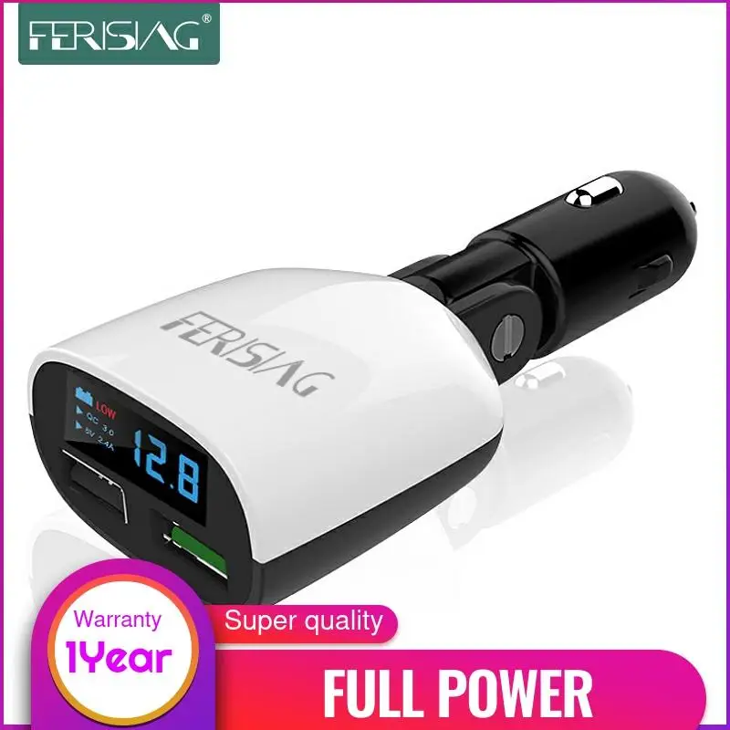 Зарядное устройство Ferising автомобильное зарядное с цифровым дисплеем СИД двумя