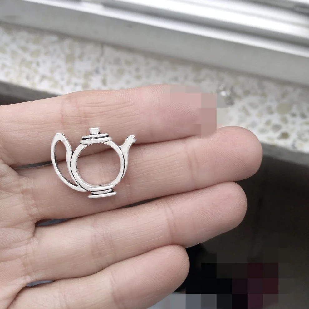 

Набор бижутерии для костюма, рамка из бисера, «сделай сам», подвесные компоненты, Открытый чайник, посеребренный металл 23 мм, 100 шт., новое пос...