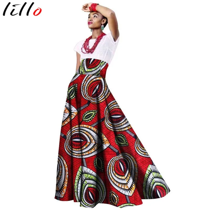 Office Women African Dresses for Women   Print Skirt Cotton Cotton Long Skirt  Fashion Women's Long Skirt Fashion Trend Style