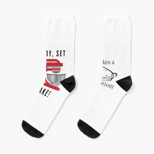 

British Bake Off Sticker Crew Socks Knee High Black Best Ankle Mens Women