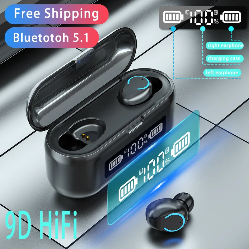 V5.1 Bluetooth наушники 9D стерео Шум шумоподавления HiFi Bass Беспроводной