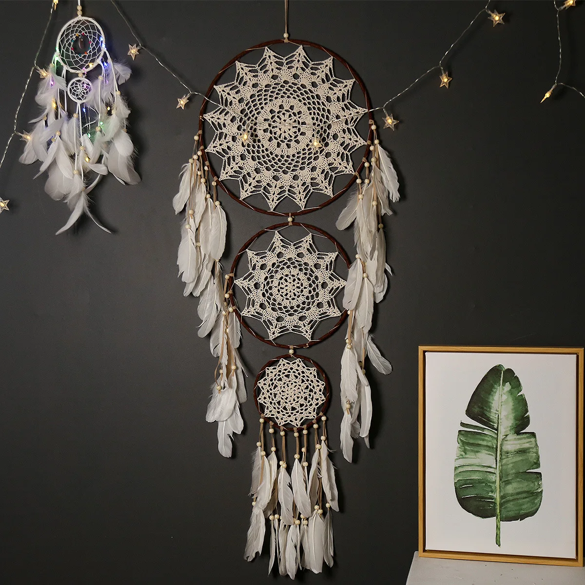 

Hot Sale Tapestry Wedding Decor Boho Dreamcatcher Shape With Tassel Feather Creative Fashion Wall Hanging Background Ornaments