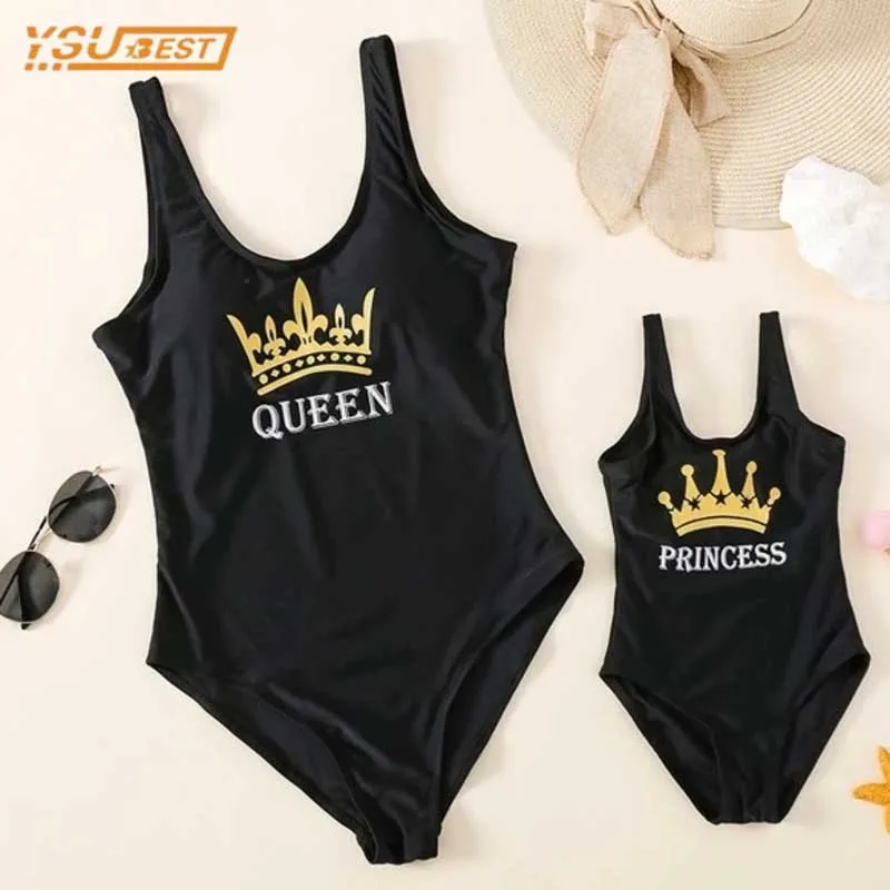 

Family Matching Outfits Swimsuit Family Look Mother Daughter Mommy Letter Crown Family Swimsuit Clothes Family Clothing Swimsuit