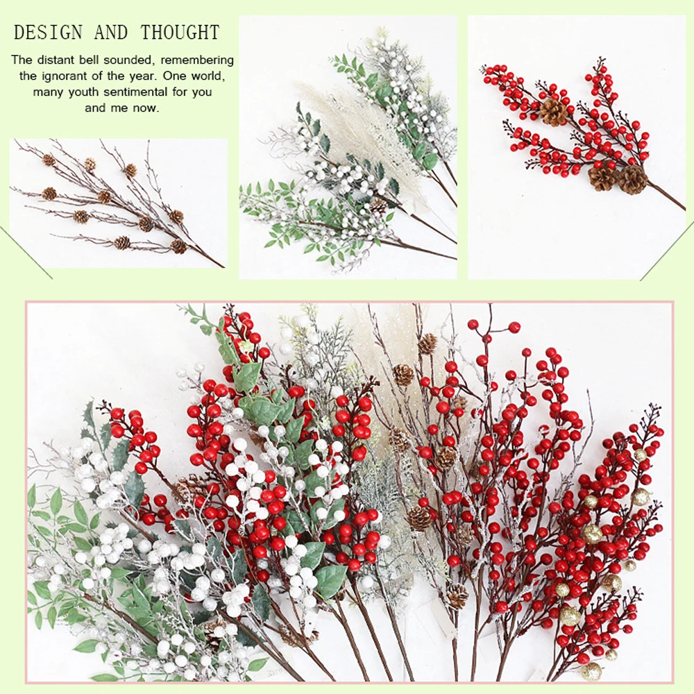 Рождественский ягодный искусственный сосновый конус красные фрукты для