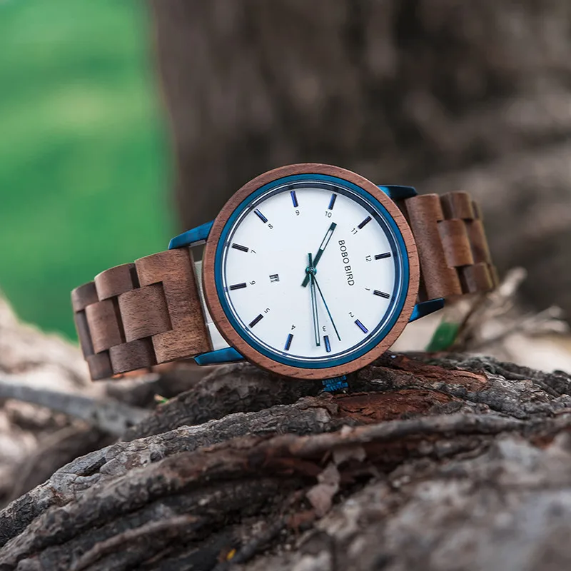 Часы наручные BOBO BIRD Мужские кварцевые с деревянными ремешками модный подарок на