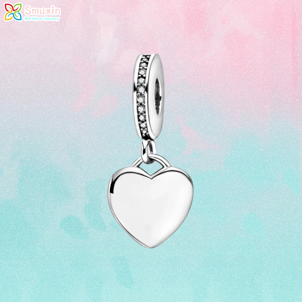 

Smuxin 925 Sterling Silver Bead Heart Shape Dangle Charm fit Original Pandora Bracelets Women Jewelry Making Birthday Girl Gift