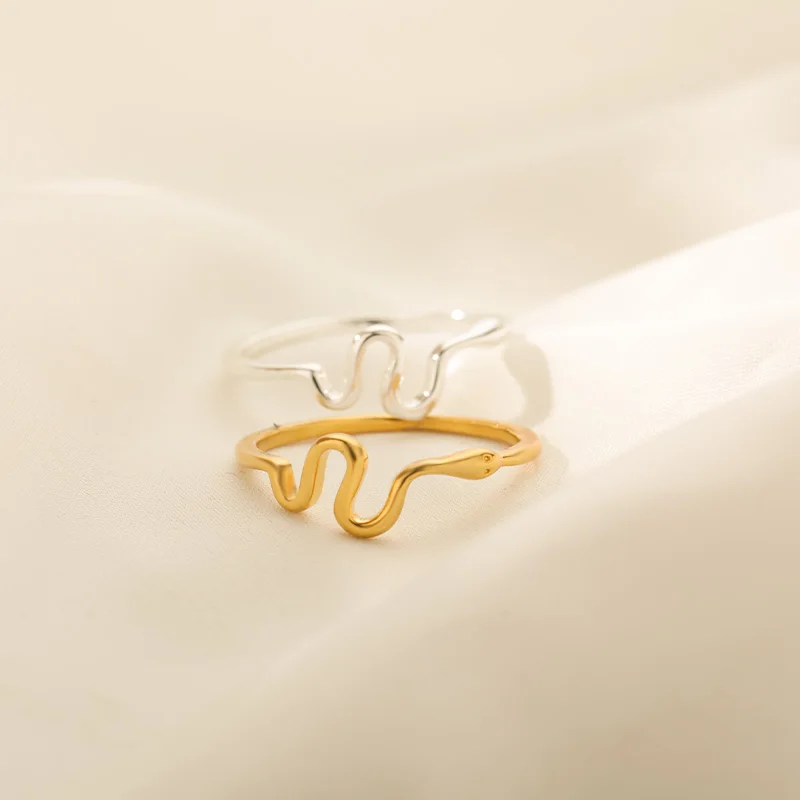 

Punk Snake Shape Rings Finger For Men Women Gold Stainless Steel Ring Gothic Party Jewelry Accessories 2021 Anillos Bague Femme