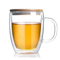 475ml big beer wine water glasses drinking glass tumbler cup juice cups with bamboo lid large tea holder mug double wall mugs