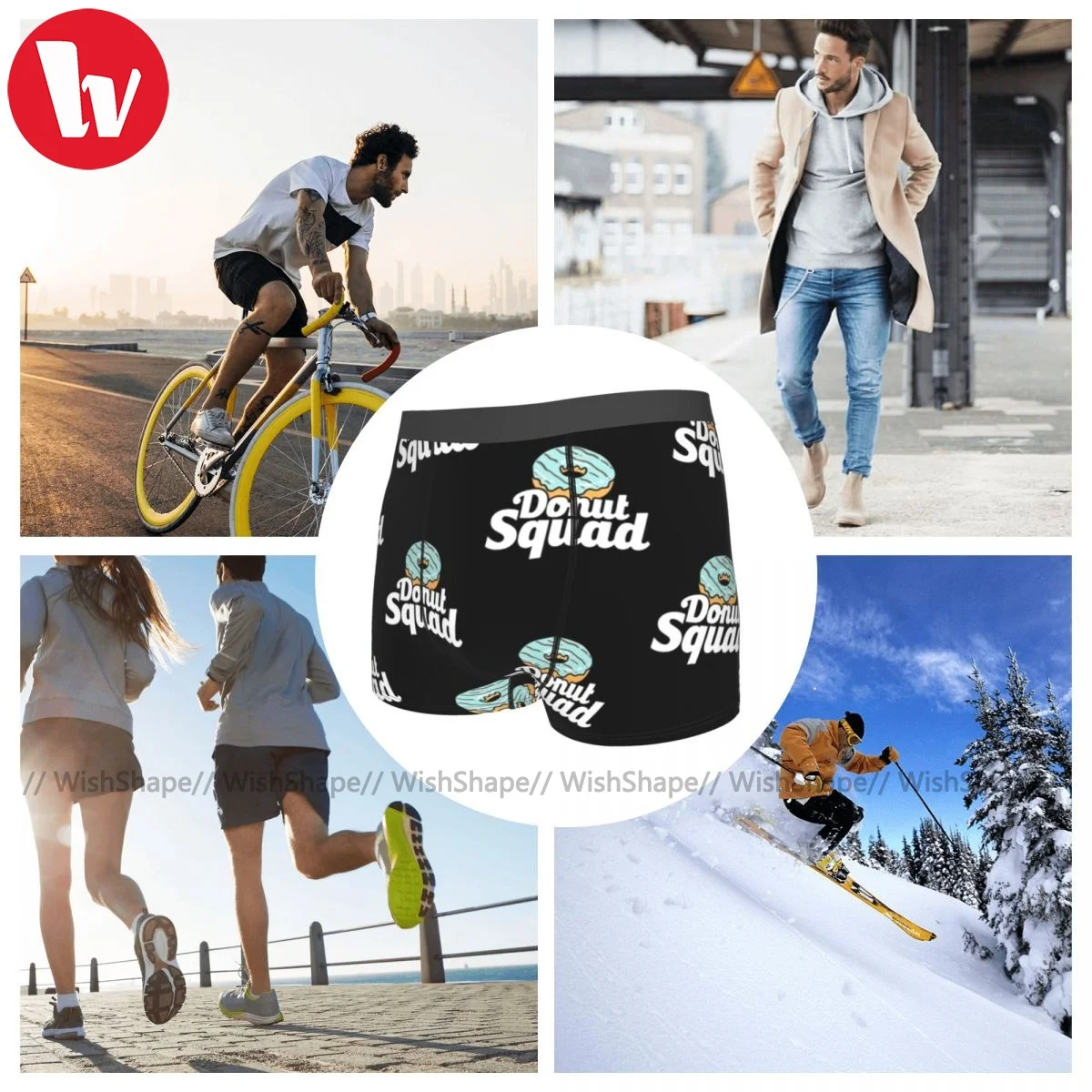 

Donut Underwear Stretch Hot Sublimation Trunk Polyester Pouch Males Boxer Brief