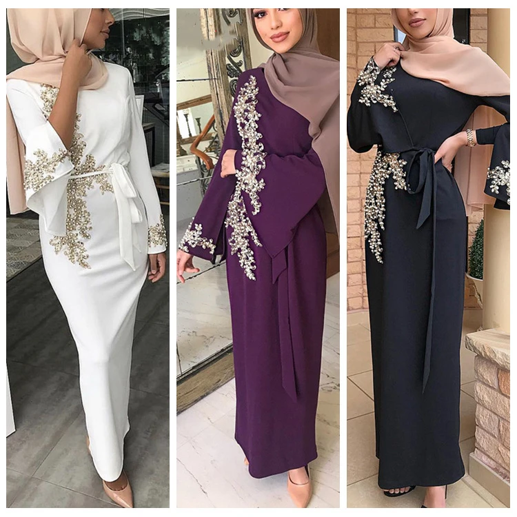 Eid Abaya Дубай, Турция мусульманское хиджаб платье кафтан кружевная мусульманская одежда для женщин Рамадан женское платье