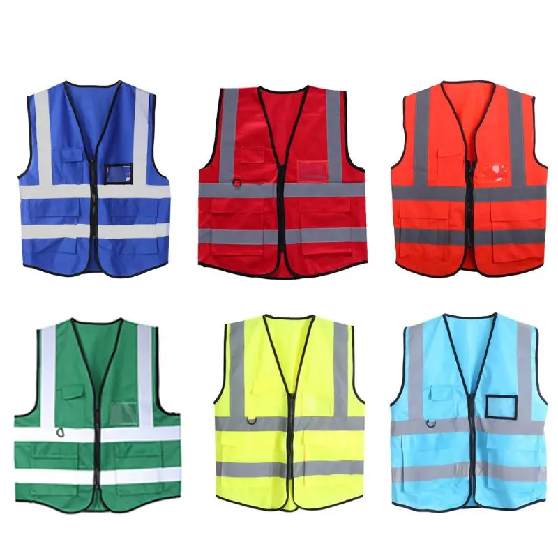 Защитный жилет с молнией Hi-Vis светоотражающая куртка защитный 5 карманов M5TB |