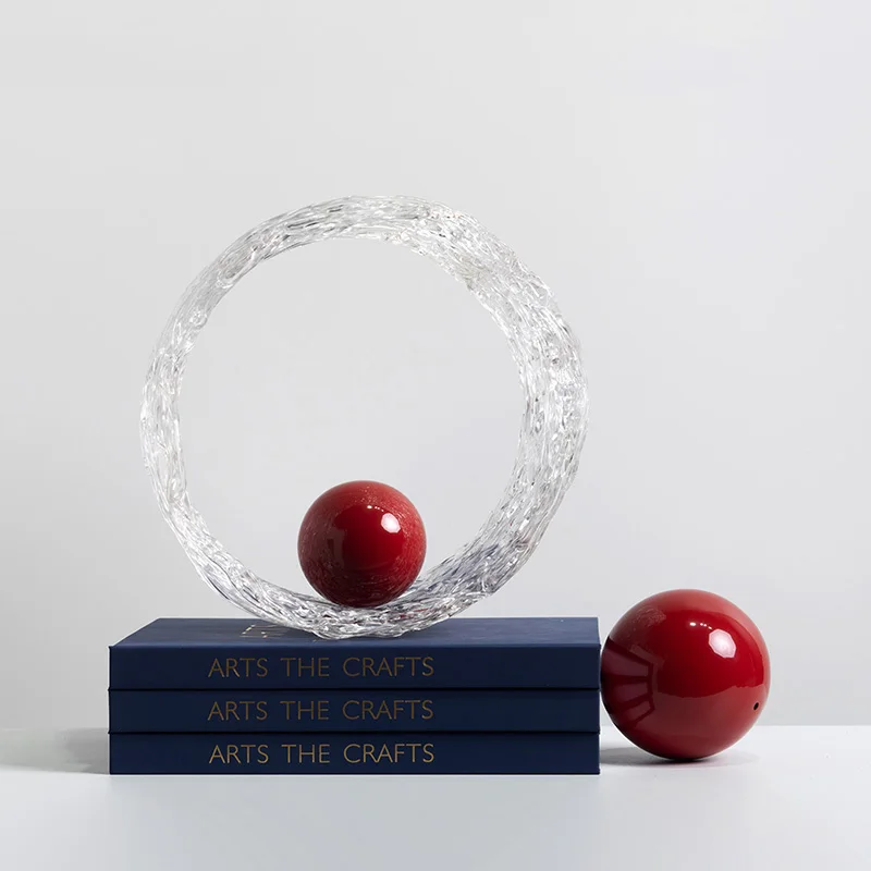 

Creative Hand Drawn Round Ring Glass Ornaments Decor Creative Nordic Abstract Sculpture Home Living Room Model Room Hotel Office