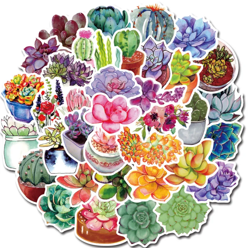 

50 шт./компл. суккулентные растения наклейки суккулентные растения Водонепроницаемый наклейки для DIY Тетрадь Ноутбук бумага для писем