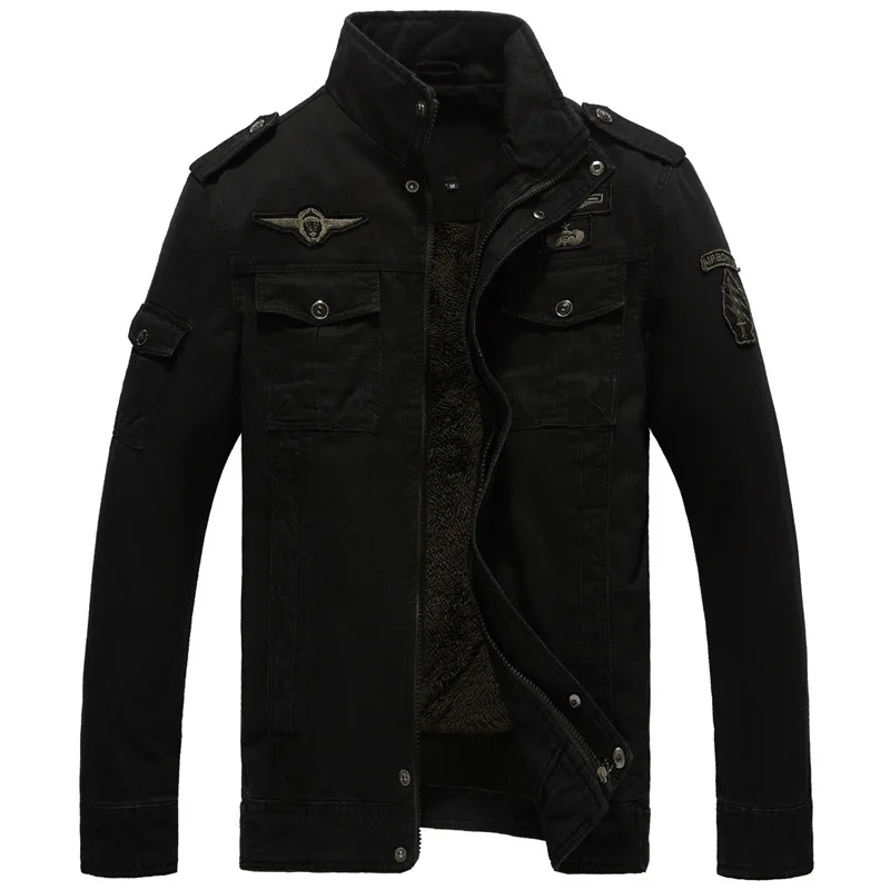 2021 Men Winter Casual Warm Thick Fleece Bomber Jacket Mens Military Cotton Jackets Men New Autumn Cargo Jacket Windbreaker Coat