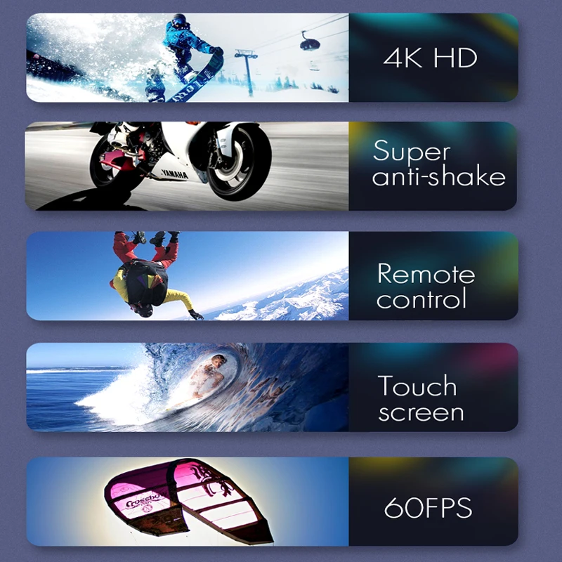 Экшн камера SOOCOO F91R Ultra HD 4K 60 кадров/с Wi Fi сенсорный экран водонепроницаемая с