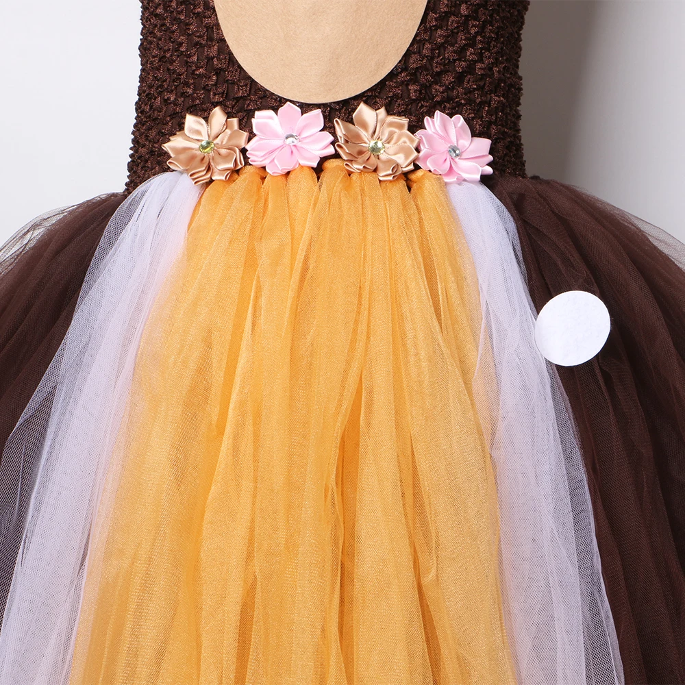 В виде снежинок и оленей платье-пачка с повязкой на голову Коричневая прозрачная