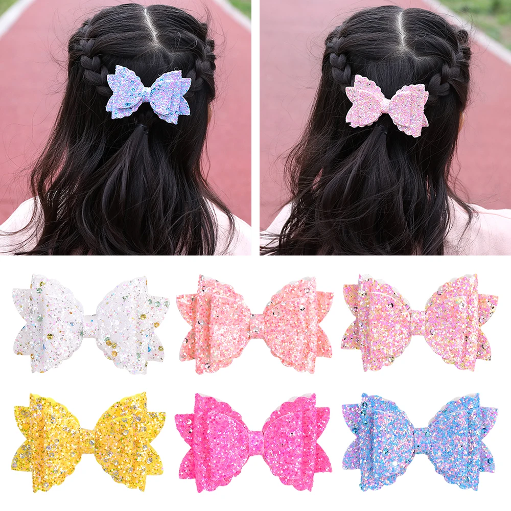 

1Pc Glitter With Rhinestone Hair Bows With Clip For Baby Girls Hair Clips Handmade Barrettes Hairgrips Headwear Hair Accessories