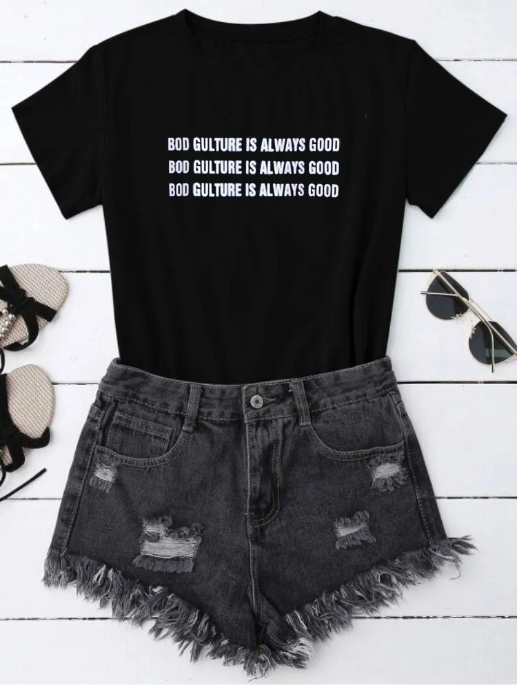 

VIP HJN Bad Gulture Is Always Good Graphic Tee Punk Style Cool Grunge Black Unisex Tee Casual Funny Harajuku Hipster