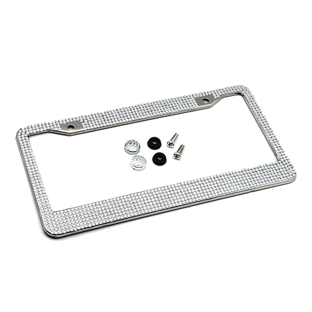 

2pcs Universal Bling Metal License Plate Frame Back Front with Screw 2-Hole
