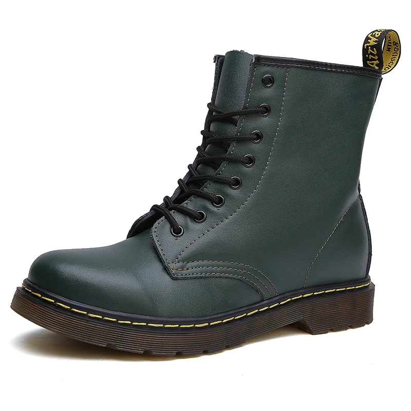 

Marten Boots For Women and men Ladies Genuine Leather Ankle Winter Fur Lining Female Motorcycle Boots couple shoe size 35-46