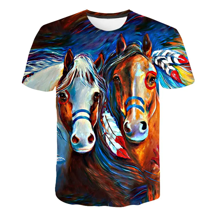 

New summer Animation Kids 3D Printed Children lion Tiger Cartoon T-shirts Casual Short sleeve Tops Boy/girl 3d Unicorn clothing
