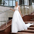 Женское свадебное платье из органзы, с открытой спиной