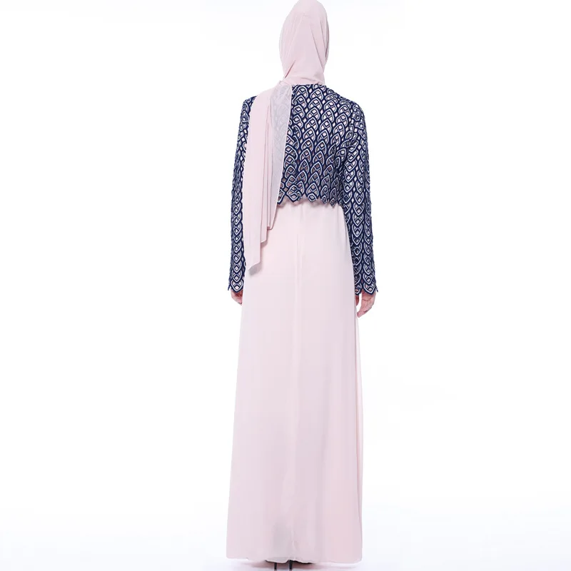 Высококачественное мусульманское кружевное платье abaya Макси кардиган кимоно с