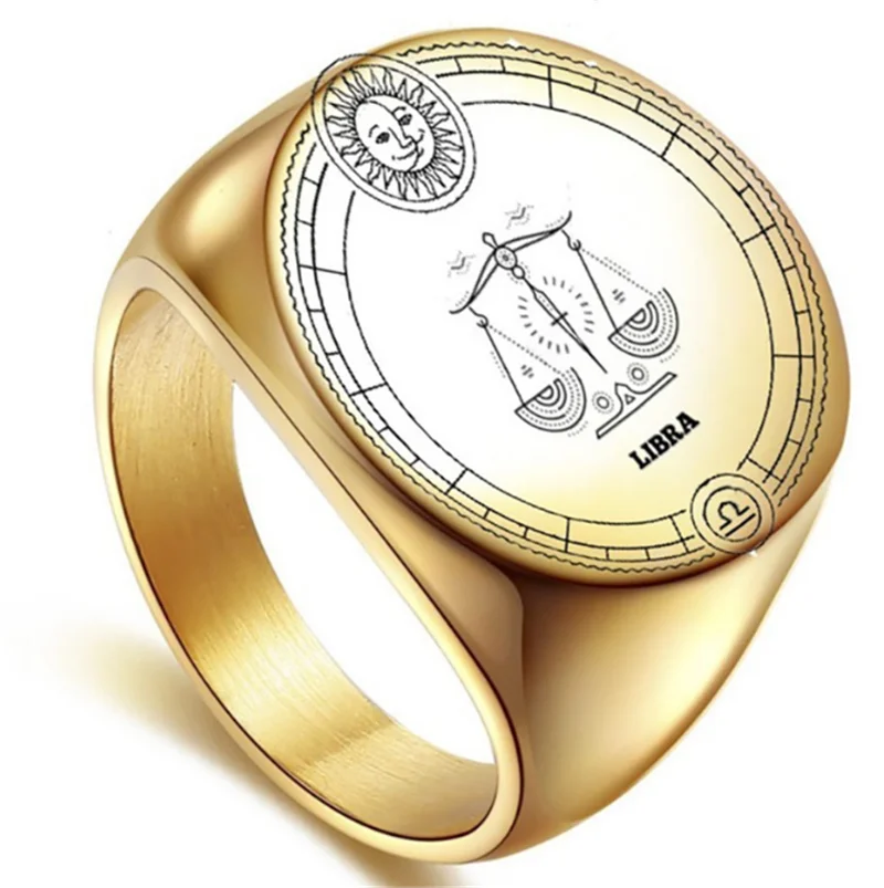 316L Нержавеющая сталь негабаритные круглые поверхности 12 двенадцать созвездий