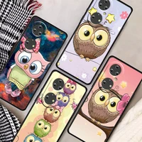 cute owl hearts lover for huawei p50 p40 p30 p20 pro plus p10 p9 p8 lite 2019 2017 ru e mini funda capa black phone case