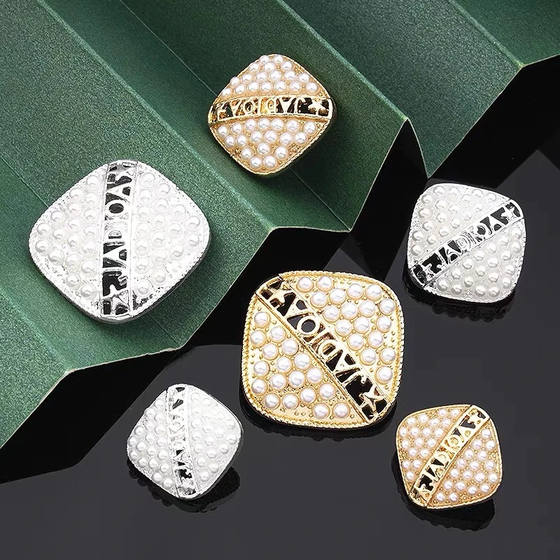 

10pcs Luxury Women's Clothing Buttons Sewing Accessories Silver&Golded Square Buttons for Clothing Fashion Metal Sewing Buttons