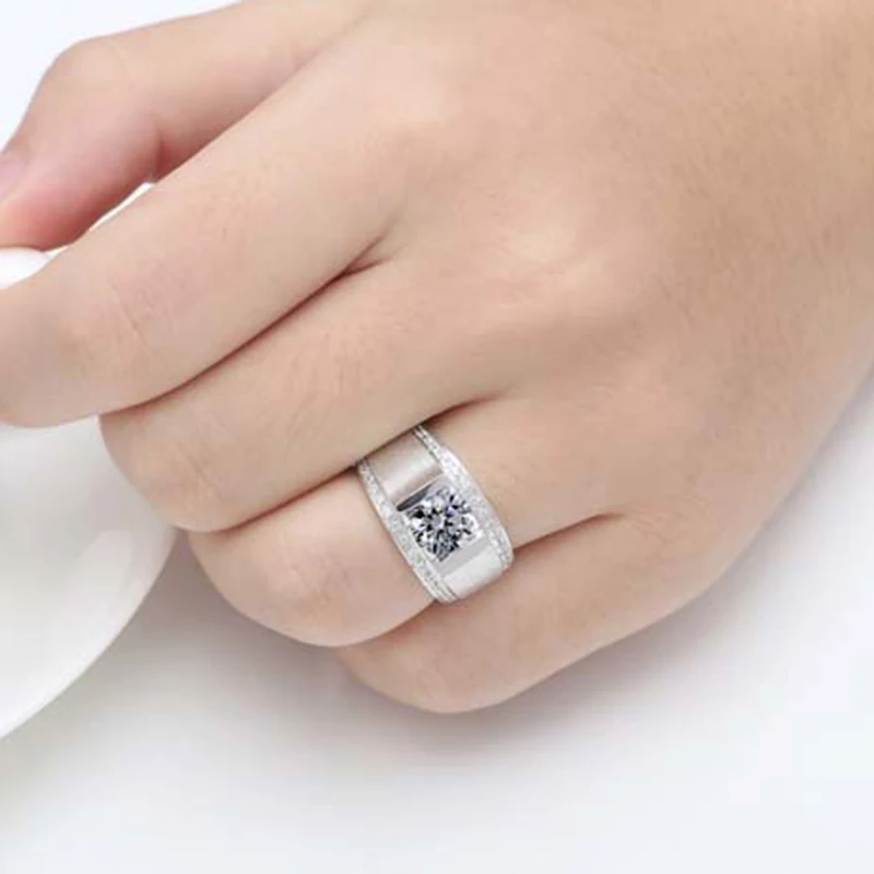 

Real 925 Sterling Silver Men's Ring Luxury and Generous Unique Engagement Wedding Party Anniversary Elegant Jewelry Diamond Gift