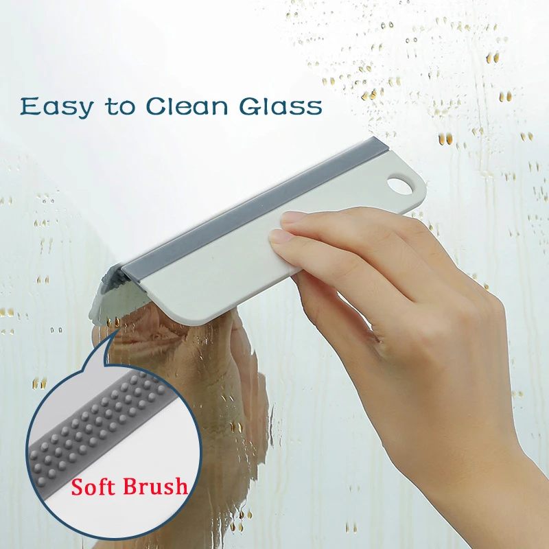 

Car Window Glass Cleaner Soft Silicone Glass Wiper Scraper Window Scraper Glass Cleaning Brush Bathroom Mirror Scraper Portable