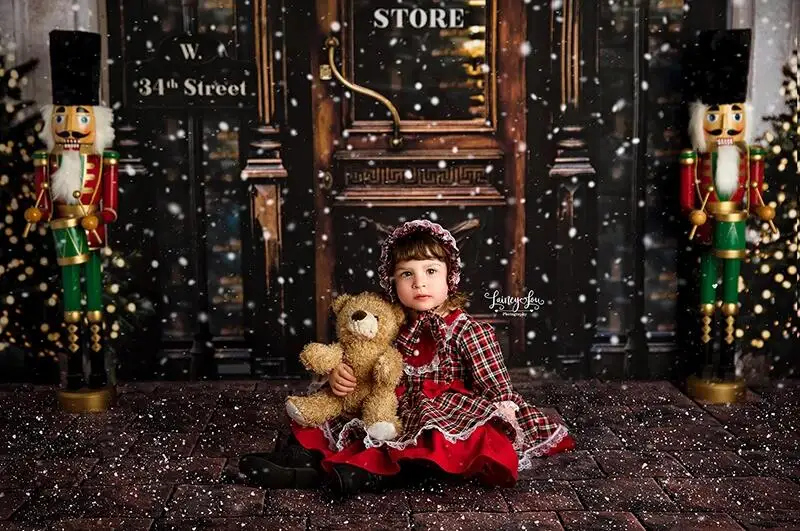 34 улица игрушка магазин фон для фотографии Рождественская елка зима