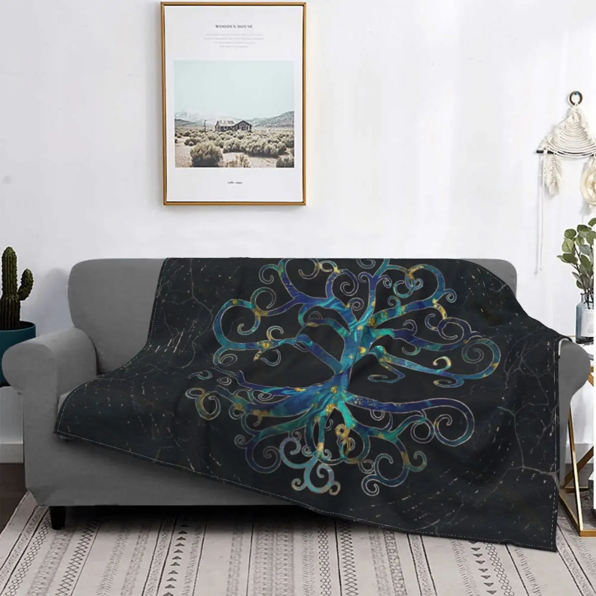 

Tree Of Life Marble And Gold Blanket Viking Norse Celtic Warm Bedspread Plush Soft Cover Flannel Spread Bedding Bed Couch Fluffy