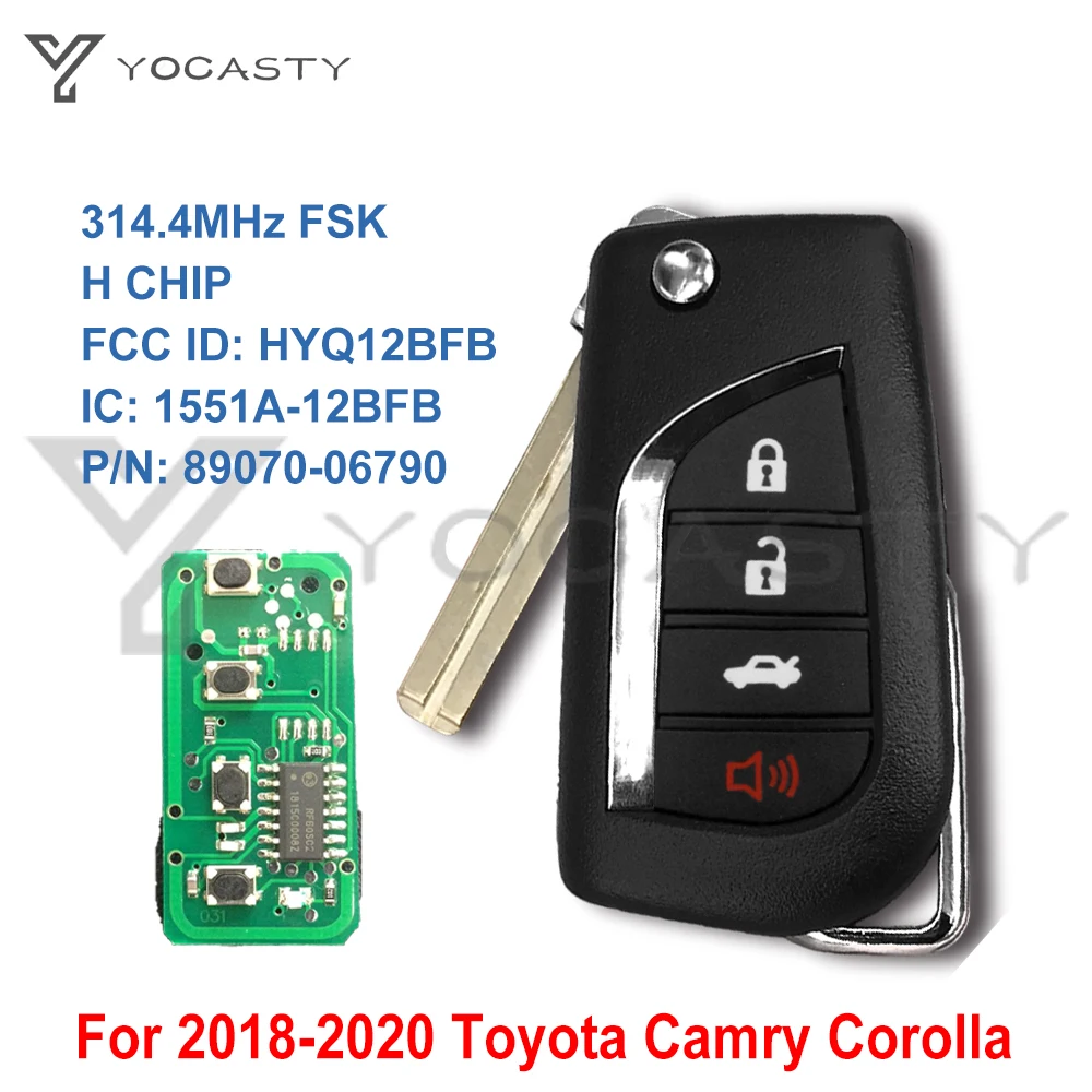 Автомобильный Дистанционный ключ YOCASTY 4 btns для Toyota Camry Hybrid LE 2018 2019 2020 с чипом HYQ12BFB
