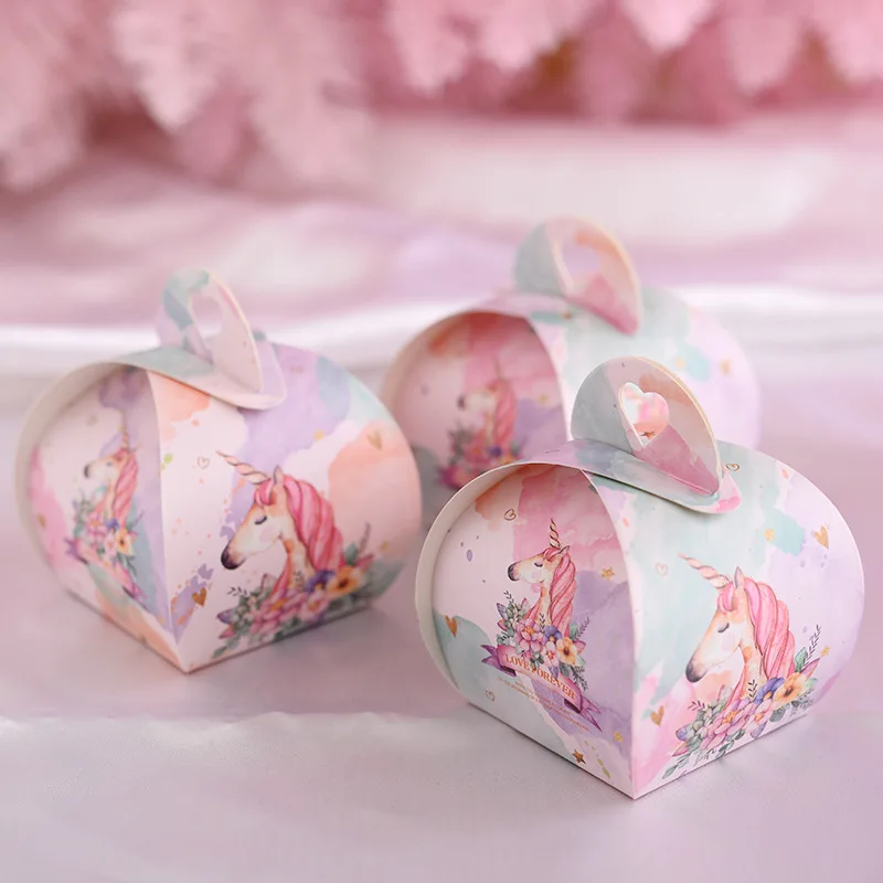 10 шт./компл. полое сердце коробка конфет на свадьбу Единорог Кролик Торт Печенье