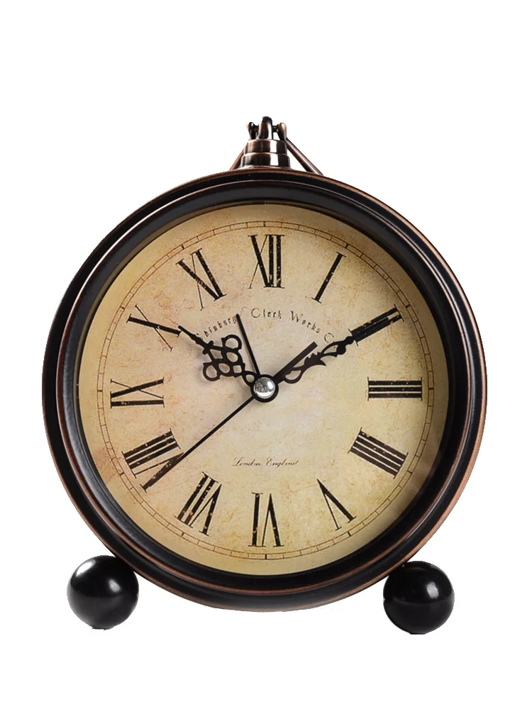 Металлический Винтаж тихий будильник настольные ретро маленькие часы в