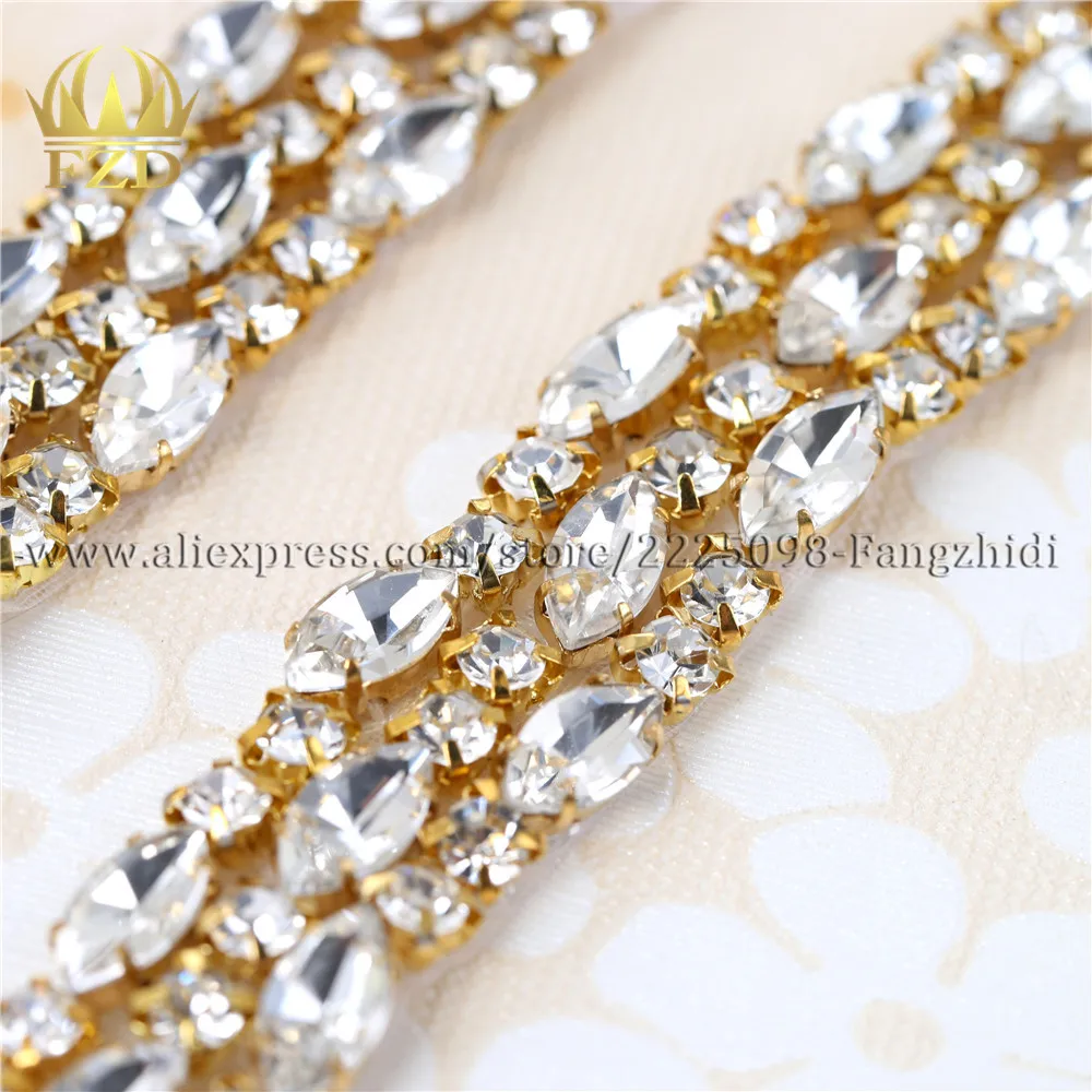 (1 ярд) Горячая фиксация ручная пришивка Серебряного Бисера Хрустальная