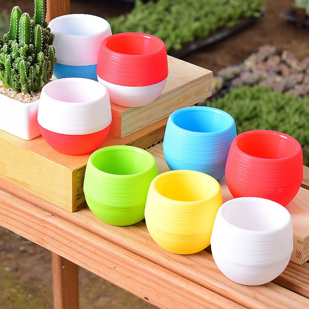 Мини-горшок для цветов круглый пластиковый горшок сочные растения цветные