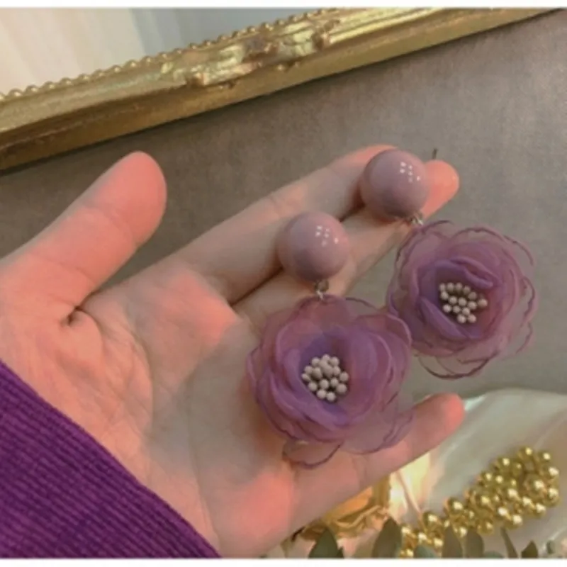 Серьги женские многослойные с цветами 4 цвета | Украшения и аксессуары