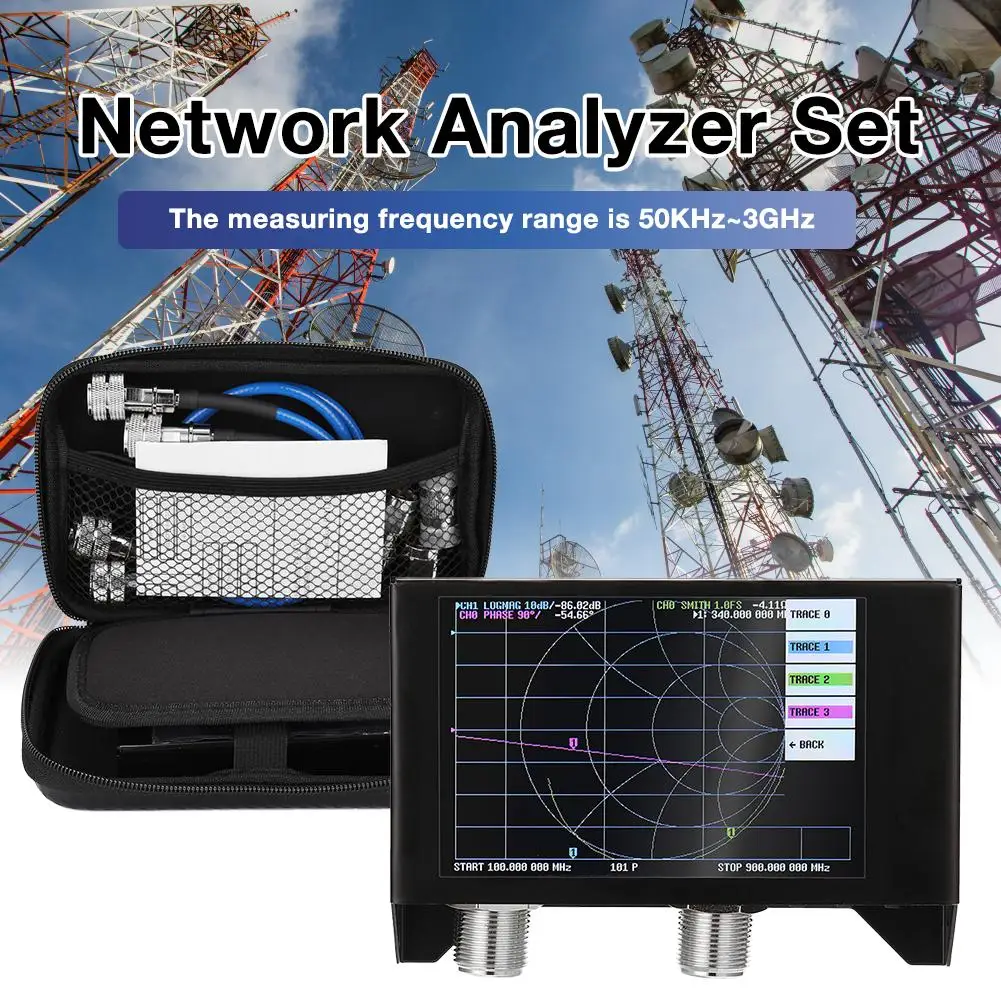 

Профессиональный портативный Векторный анализатор сети, 4,0 дюйма, цифровой экран, Mf Hf Vhf Uhf 50 кгц-3 ГГц, антенный анализатор с сумкой из ЭВА