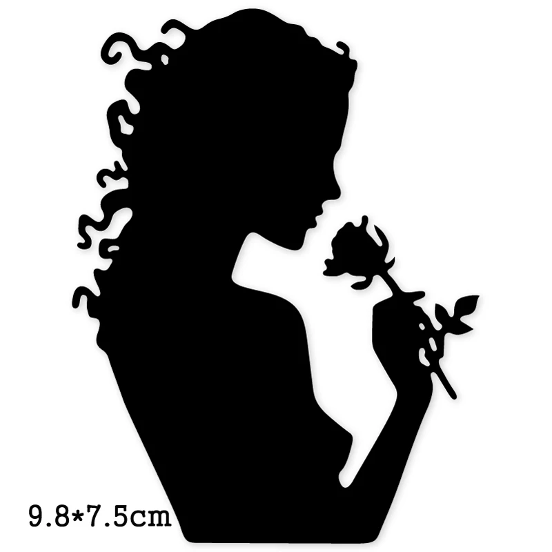 

Metal Cutting Dies lady holding flower 2020 New Crafts Stencil For DIY Scrapbooking Paper/photo Cards Embossing Die template