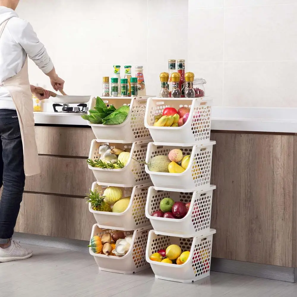 1 шт. Штабелируемая корзина для хранения пластиковая стандартная кухонная