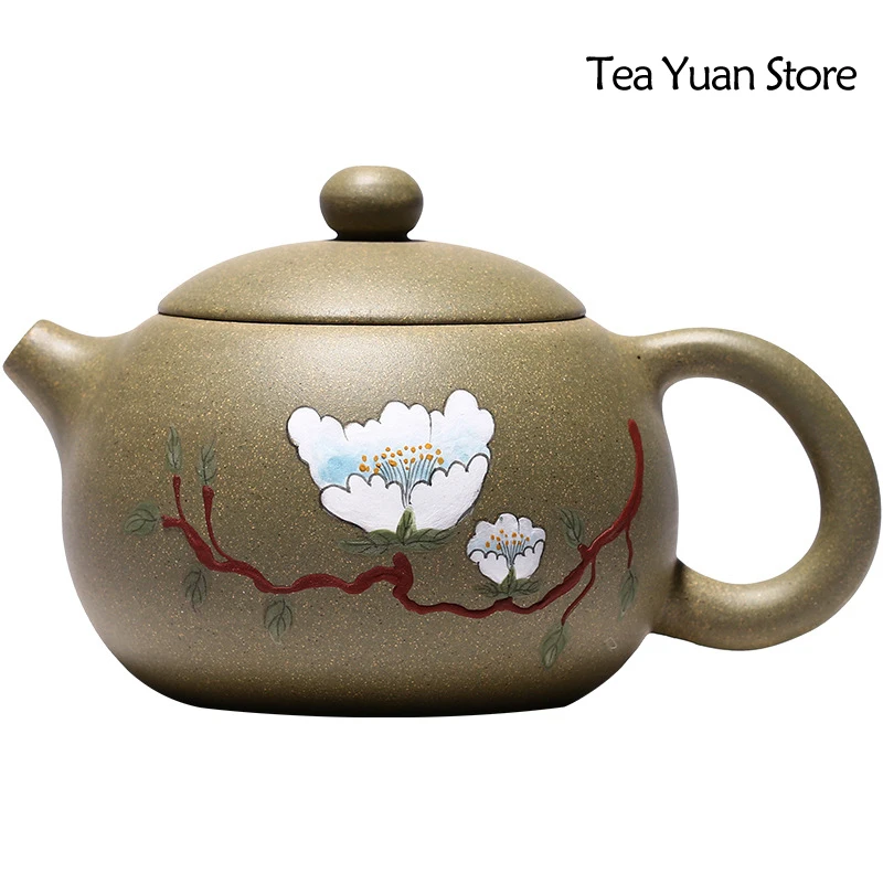 

Loiesag 260ml Yixing Raw Ore Bean Green Sand Famous Purple Clay Teapot Ingenuity Pure Handmade Mud Painting Zisha Tea Pots