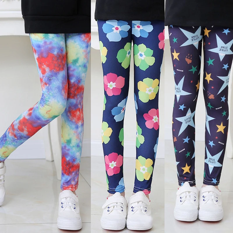 

2021 New Girls Flower Printed Leggings Spring Summer Children Trousers Kids Casual Pencil Pants Cute Toddler Leggings Wholesale