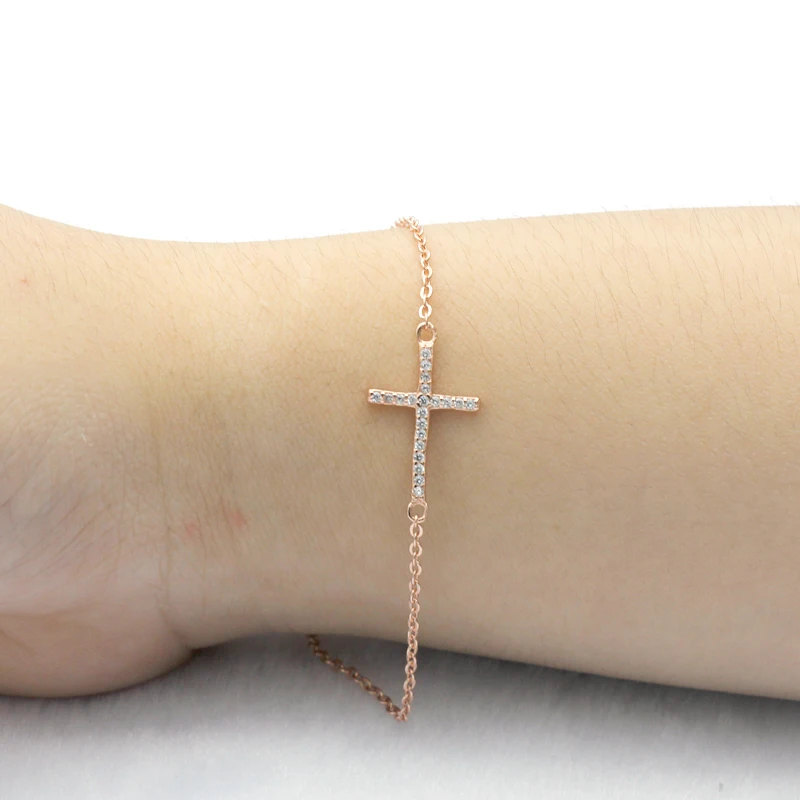 Серебро 925 пробы розовое золото и белый цвет очаровательный крест Иисуса с