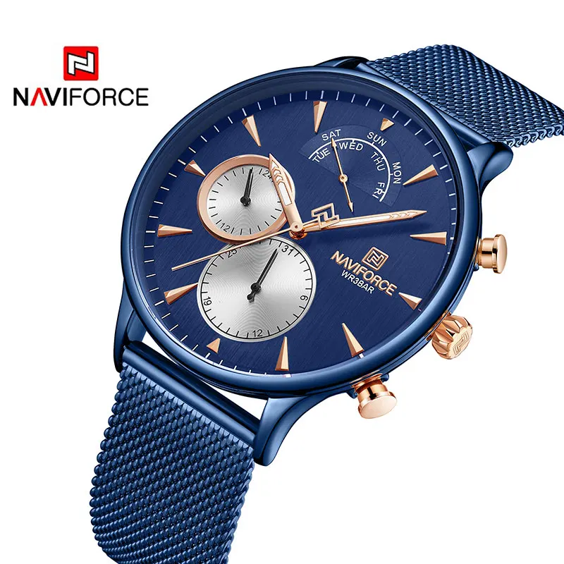 NAVIFORCE Топ бренд класса люкс мужские часы из нержавеющей стали s кварцевые