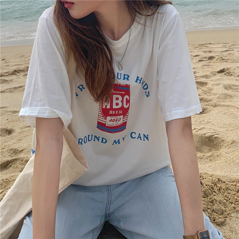 

New printed loose short sleeve T-shirt women in summer