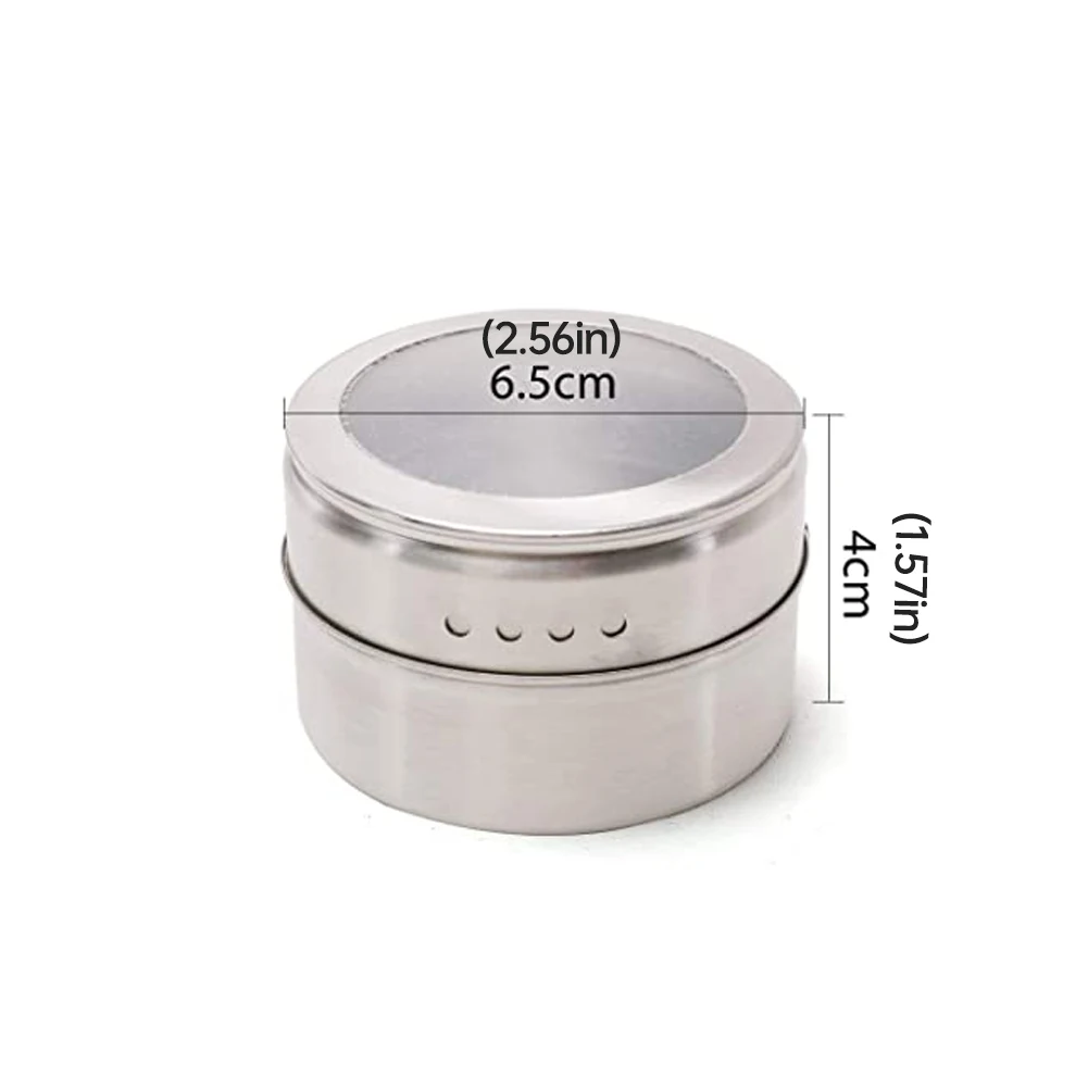 

12PCS Magnetic Spice Jars Set BBQ Spice Tins Cans Stainless Steel Seasoning Storage Box Container With Spice Label Tray Kitchen