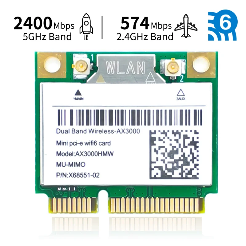 Wi-Fi 6 3000 Мбит/с Bluetooth 5 1 MPE-AX3000H AX3000HMW для Intel AX200 Беспроводной Mini PCI-E кард-802.11ax/ac 2 4 г/5